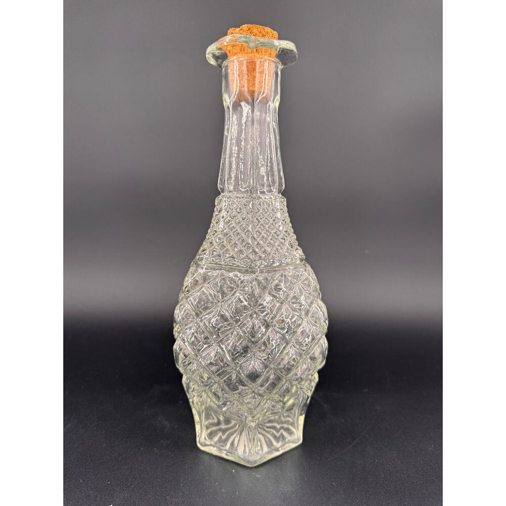 Anchor Hocking Wexford Glass Decanter Vintage Diamond Cut Liquor Barware